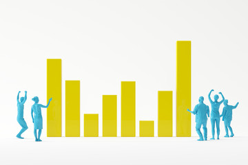 business team feeling happy looking at high graph succuess. business minimal concept.