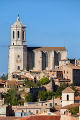 Fototapeta na wymiar Girona Cathedral and Cityscape in Catalonia, Spain
