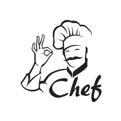 Obraz premium monochrome illustration of whiskered chef