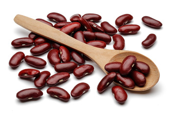 Red kidney beans with wooden spoon