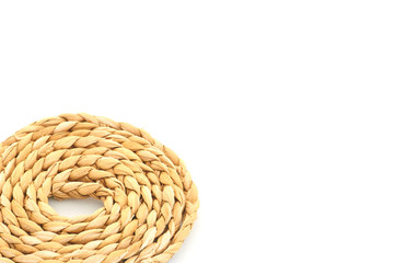 Obraz premium Round wicker woven on white background