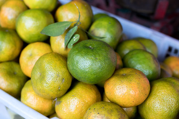 Fresh mandarin oranges on local food organic market, Bali island, Indonesia.