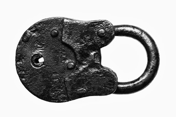 Obraz premium Old padlock isolated on white background