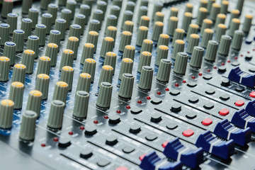 Fototapeta premium Audio sound mixer&amplifier equipment, mixing & engineering concept background.