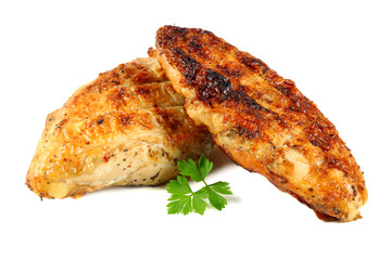 Grilled chicken fillet isolated on white background
