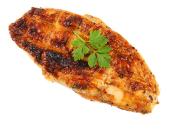 Grilled chicken fillet isolated on white background