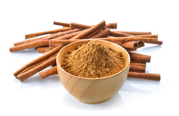 Cinnamon on white background