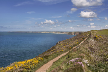 The south west coast path north of St Agnes head Cornwall