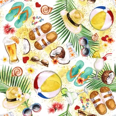 Rugzak Beach Holiday. Watercolor seamless pattern. © nataliahubbert
