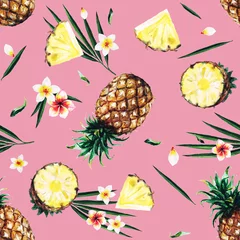 Kussenhoes Pineapples. Watercolor seamless pattern. © nataliahubbert
