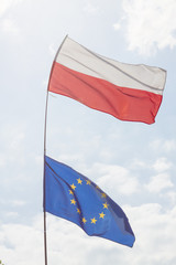 Flags of Poland and EU