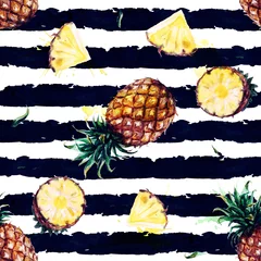 Foto op Canvas Pineapples. Watercolor seamless pattern. © nataliahubbert