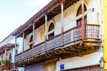 View on abonded colonial building in Cartagena - Colombia