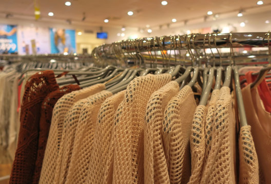 Knitted sweater in shop