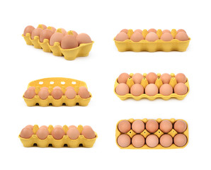 Yellow egg carton isolated