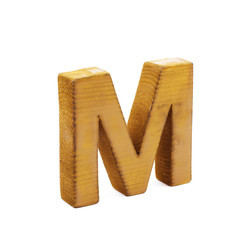 Single sawn wooden letter isolated