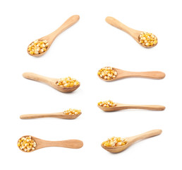 Wooden spoon filled with corn