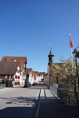 Obraz premium Stadtbild Giengen an der Brenz mit Kirchtürmen der Stadtkirche 