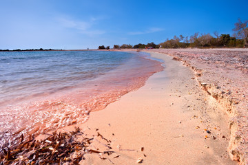 Wakacje na Krecie w Grecji. Idealna plaża Elafonisi z krystaliczną wodą.