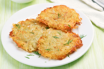 Potato pancakes on plate