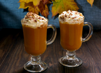 Pumpkin latte with whipped cream