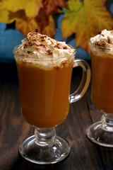 Pumpkin latte with whipped cream