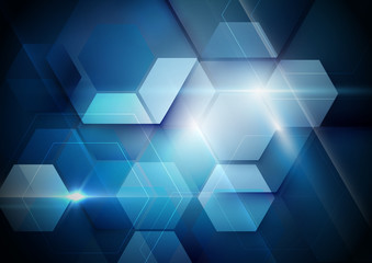 Obraz premium Blue abstract technology digital hi tech concept background. Space for your text
