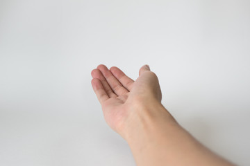 Giving a helping hand isolated  on white background, asking or offering help