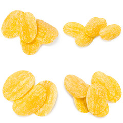 Collage of tasty potato chips