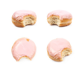 Pink glazed donut isolated