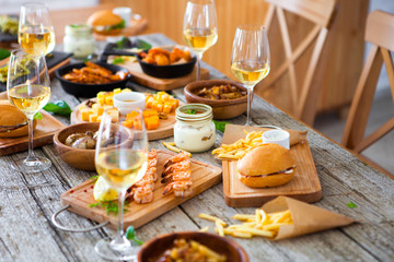 Food and drink Table, Enjoying Dinning Eating Concept