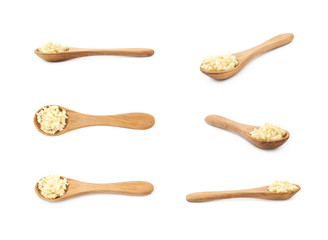 Spoon of minced garlic isolated