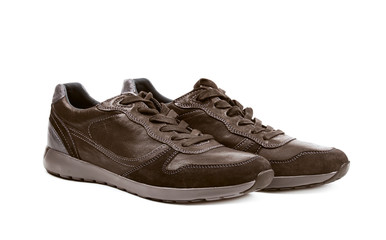Casual brown leather shoesisolated