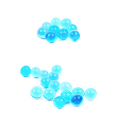 Pile of blue soil water beads isolated