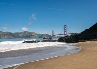 Cercles muraux Plage de Baker, San Francisco Marin Headlands and Golden Gate Bridge from Baker Beach