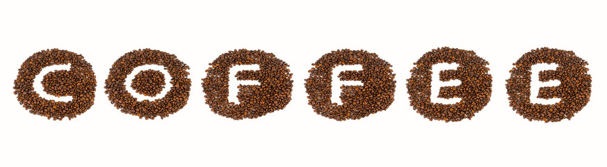 espresso coffee bean letter isolate in white background