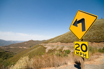 Yellow speed warning sign