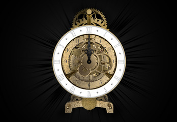 antique brass clock 3d rendering