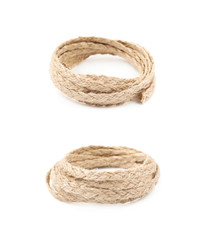 Pile of a linen rope string isolated