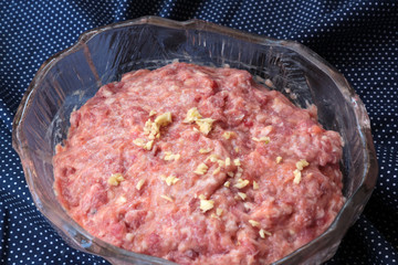 Grilled pork, garlic finely chopped,