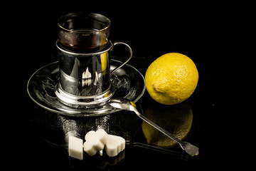 tea, lemon and sugar