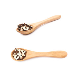 Spoon full of letters isolated