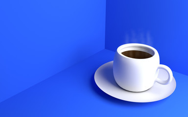 White Coffee cup on the blue background