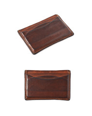 Leather card holder wallet isolated