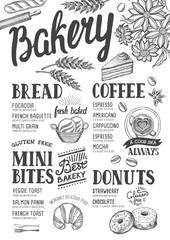Fototapeta premium Bakery menu restaurant, food template.