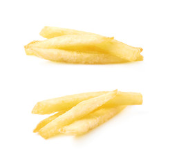 Few potato french fries isolated