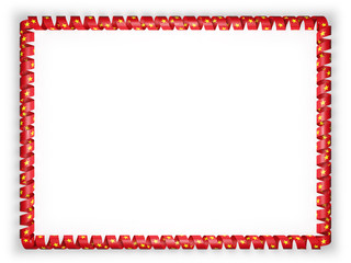 Frame and border of ribbon with the Vietnam flag. 3d illustration