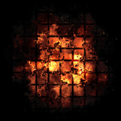 Fire And Smoke Tiles Isolated On Black Background
