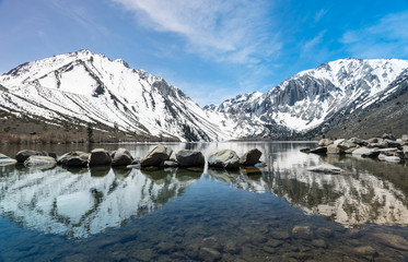 Reflections in Convict Lake in Sierra Nevadas California