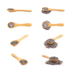 Wooden spoon full of sequins
